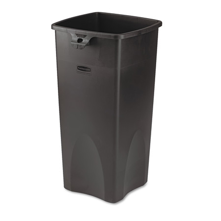 RUBBERMAID COMMERCIAL 23 gal Square Trash Can, Black, Open Top, Plastic FG356988BLA